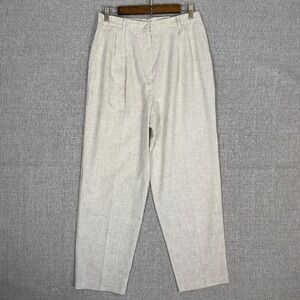 Sag Harbor 14 Petite‎ Linen Blend Pleated Trousers Beige Pants Ankle Beach